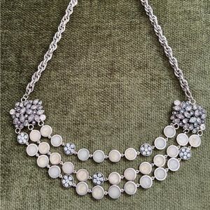 Miriam Salat Cascade Vintage Sterling Silver and Ivory Resin Choker